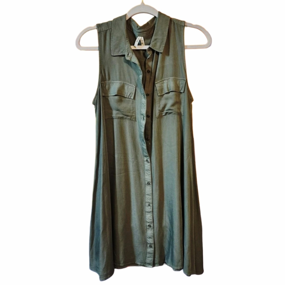 Mudd Olive Green Sleevless Shirt Dress Size L